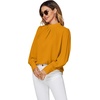 image:imageLYANER Womens Mock Neck Pleated Solid Long Sleeve Blouse Office Shirt TopGinger