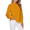 image:imageLYANER Womens Mock Neck Pleated Solid Long Sleeve Blouse Office Shirt TopGinger