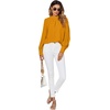 image:imageLYANER Womens Mock Neck Pleated Solid Long Sleeve Blouse Office Shirt TopGinger
