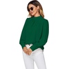 image:imageLYANER Womens Mock Neck Pleated Solid Long Sleeve Blouse Office Shirt TopGreen