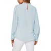 image:imageLYANER Womens Mock Neck Pleated Solid Long Sleeve Blouse Office Shirt TopLight Blue