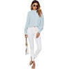 image:imageLYANER Womens Mock Neck Pleated Solid Long Sleeve Blouse Office Shirt TopLight Blue