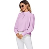 image:imageLYANER Womens Mock Neck Pleated Solid Long Sleeve Blouse Office Shirt TopLight Purple