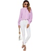 image:imageLYANER Womens Mock Neck Pleated Solid Long Sleeve Blouse Office Shirt TopLight Purple