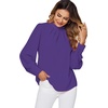 image:imageLYANER Womens Mock Neck Pleated Solid Long Sleeve Blouse Office Shirt TopPurple