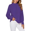 image:imageLYANER Womens Mock Neck Pleated Solid Long Sleeve Blouse Office Shirt TopPurple