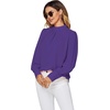 image:imageLYANER Womens Mock Neck Pleated Solid Long Sleeve Blouse Office Shirt TopPurple