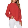 image:imageLYANER Womens Mock Neck Pleated Solid Long Sleeve Blouse Office Shirt TopRed