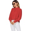 image:imageLYANER Womens Mock Neck Pleated Solid Long Sleeve Blouse Office Shirt TopRed