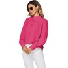 image:imageLYANER Womens Mock Neck Pleated Solid Long Sleeve Blouse Office Shirt TopRose