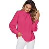 image:imageLYANER Womens Mock Neck Pleated Solid Long Sleeve Blouse Office Shirt TopRose