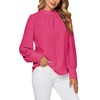 image:imageLYANER Womens Mock Neck Pleated Solid Long Sleeve Blouse Office Shirt TopRose
