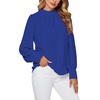 image:imageLYANER Womens Mock Neck Pleated Solid Long Sleeve Blouse Office Shirt TopRoyal Blue