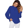 image:imageLYANER Womens Mock Neck Pleated Solid Long Sleeve Blouse Office Shirt TopRoyal Blue