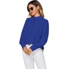 image:imageLYANER Womens Mock Neck Pleated Solid Long Sleeve Blouse Office Shirt TopRoyal Blue