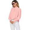 image:imageLYANER Womens Mock Neck Pleated Solid Long Sleeve Blouse Office Shirt TopSolid Pink