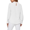 image:imageLYANER Womens Mock Neck Pleated Solid Long Sleeve Blouse Office Shirt TopWhite