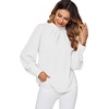 image:imageLYANER Womens Mock Neck Pleated Solid Long Sleeve Blouse Office Shirt TopWhite