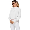 image:imageLYANER Womens Mock Neck Pleated Solid Long Sleeve Blouse Office Shirt TopWhite