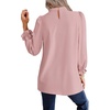 image:imageLYANER Womens Mock Neck Ruffle Trim Puff Long Sleeve Blouse Casual Office Shirt TopPink