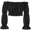 image:imageLYANER Womens Off Shoulder Ruffle Trim Puff Long Sleeve Tube Crop Blouse Shirt TopBlack