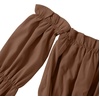 image:imageLYANER Womens Off Shoulder Ruffle Trim Puff Long Sleeve Tube Crop Blouse Shirt TopBrown