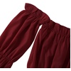 image:imageLYANER Womens Off Shoulder Ruffle Trim Puff Long Sleeve Tube Crop Blouse Shirt TopBurgundy