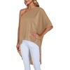 image:imageLYANER Womens One Shoulder Batwing Short Sleeve Blouse High Low Hem Long Shirt TopKhaki