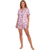 image:imageLYANER Womens Pajamas Set Heart Print Button Short Sleeve Shirt With Shorts Sleepwear Pjs Lounge SetAnimal Pink