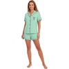 image:imageLYANER Womens Pajamas Set Heart Print Button Short Sleeve Shirt With Shorts Sleepwear Pjs Lounge SetBean Green