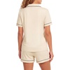 image:imageLYANER Womens Pajamas Set Heart Print Button Short Sleeve Shirt With Shorts Sleepwear Pjs Lounge SetBeign