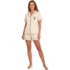 image:imageLYANER Womens Pajamas Set Heart Print Button Short Sleeve Shirt With Shorts Sleepwear Pjs Lounge SetBeign