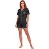 image:imageLYANER Womens Pajamas Set Heart Print Button Short Sleeve Shirt With Shorts Sleepwear Pjs Lounge SetBlack