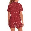 image:imageLYANER Womens Pajamas Set Heart Print Button Short Sleeve Shirt With Shorts Sleepwear Pjs Lounge SetBow Burgundy