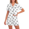 image:imageLYANER Womens Pajamas Set Heart Print Button Short Sleeve Shirt With Shorts Sleepwear Pjs Lounge SetBow White