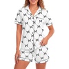 image:imageLYANER Womens Pajamas Set Heart Print Button Short Sleeve Shirt With Shorts Sleepwear Pjs Lounge SetBow White