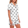 image:imageLYANER Womens Pajamas Set Heart Print Button Short Sleeve Shirt With Shorts Sleepwear Pjs Lounge SetBow White