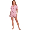 image:imageLYANER Womens Pajamas Set Heart Print Button Short Sleeve Shirt With Shorts Sleepwear Pjs Lounge SetCherry Pink