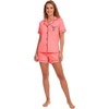 image:imageLYANER Womens Pajamas Set Heart Print Button Short Sleeve Shirt With Shorts Sleepwear Pjs Lounge SetCoral Pink