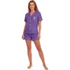 image:imageLYANER Womens Pajamas Set Heart Print Button Short Sleeve Shirt With Shorts Sleepwear Pjs Lounge SetDark Purple