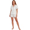 image:imageLYANER Womens Pajamas Set Heart Print Button Short Sleeve Shirt With Shorts Sleepwear Pjs Lounge SetFloral Grey