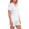 image:imageLYANER Womens Pajamas Set Heart Print Button Short Sleeve Shirt With Shorts Sleepwear Pjs Lounge SetFloral White
