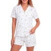 image:imageLYANER Womens Pajamas Set Heart Print Button Short Sleeve Shirt With Shorts Sleepwear Pjs Lounge SetFloral White