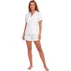 image:imageLYANER Womens Pajamas Set Heart Print Button Short Sleeve Shirt With Shorts Sleepwear Pjs Lounge SetFloral White