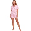 image:imageLYANER Womens Pajamas Set Heart Print Button Short Sleeve Shirt With Shorts Sleepwear Pjs Lounge SetHeart Pink