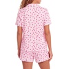 image:imageLYANER Womens Pajamas Set Heart Print Button Short Sleeve Shirt With Shorts Sleepwear Pjs Lounge SetHeart Pink
