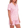 image:imageLYANER Womens Pajamas Set Heart Print Button Short Sleeve Shirt With Shorts Sleepwear Pjs Lounge SetHeart Pink