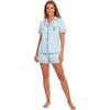 image:imageLYANER Womens Pajamas Set Heart Print Button Short Sleeve Shirt With Shorts Sleepwear Pjs Lounge SetLight Blue