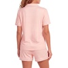 image:imageLYANER Womens Pajamas Set Heart Print Button Short Sleeve Shirt With Shorts Sleepwear Pjs Lounge SetLight Coral Pink