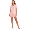 image:imageLYANER Womens Pajamas Set Heart Print Button Short Sleeve Shirt With Shorts Sleepwear Pjs Lounge SetLight Coral Pink